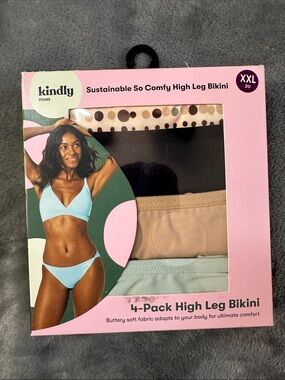 NIB kindly Yours High Leg Bikini - Beige, Black, Light Blue, Polka Dot SZ XXL 20